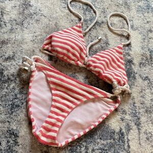 Y2K Aero Terrycloth bikini swimsuit size small striped